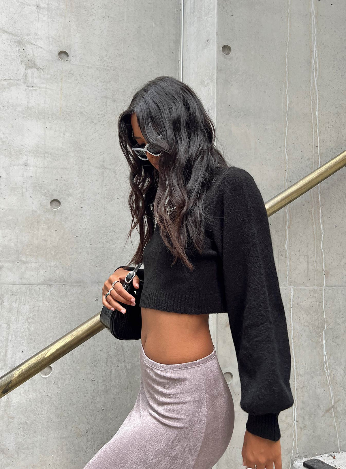 product Zahara Cropped Turtleneck Sweater Black Princess Polly  