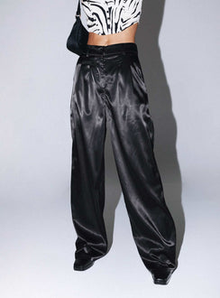 back view of model wearing Princess Polly Archer Pants Satin Black Pants 
