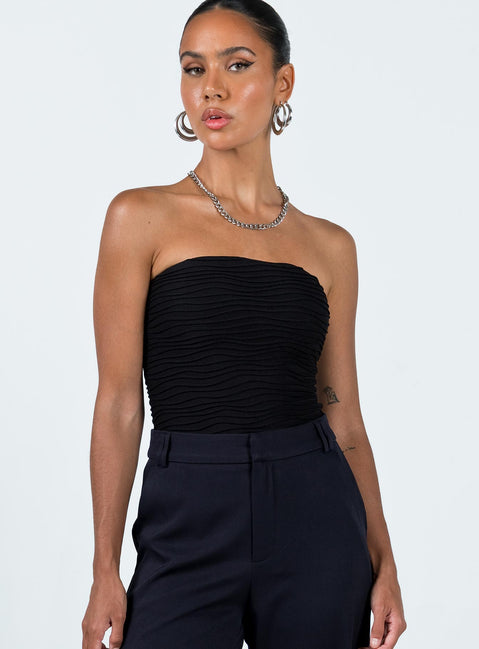 front view of model wearing Princess Polly Makena Strapless Bodysuit Black Sleeveless straight 