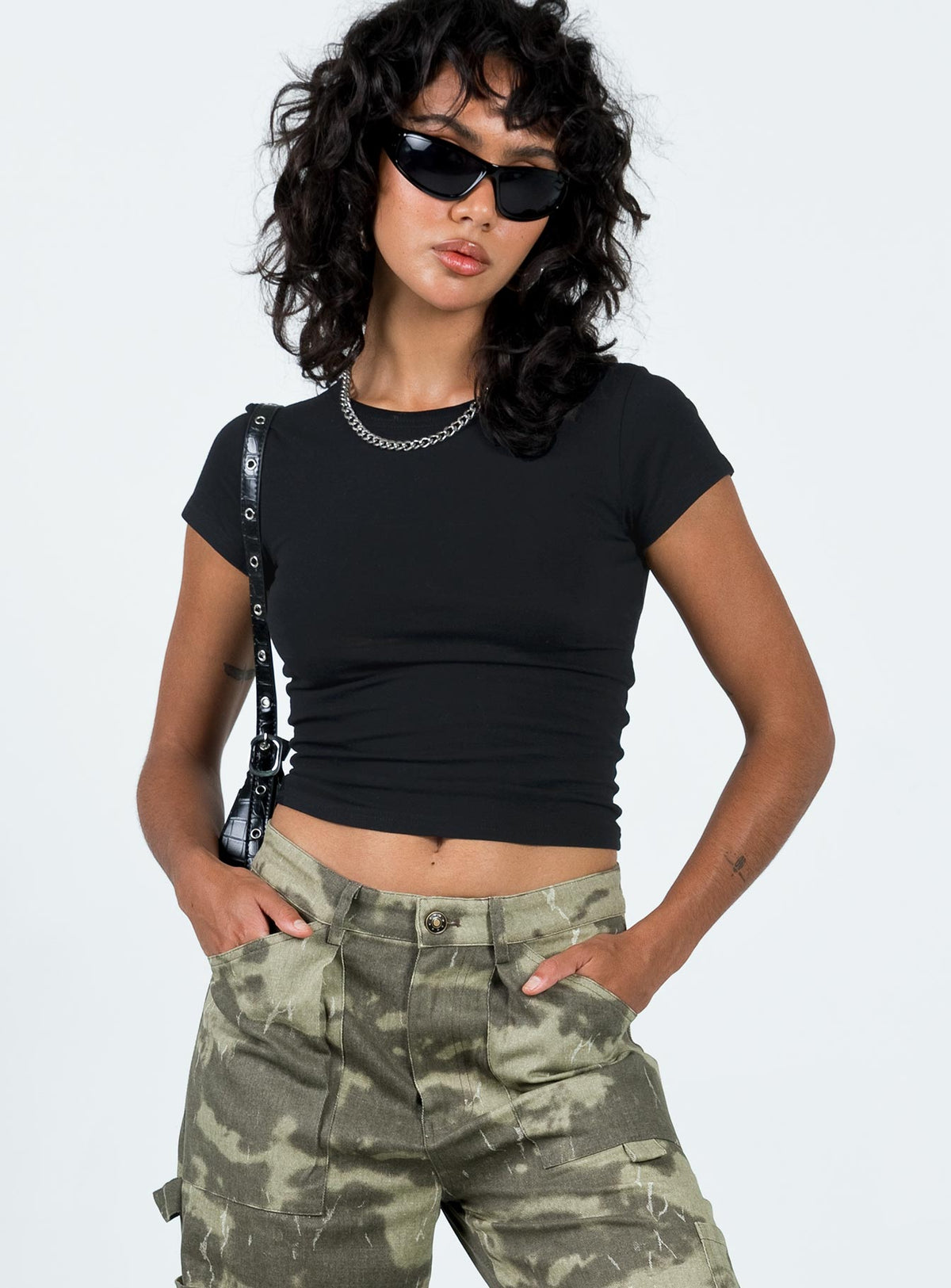 product Princess Polly Short Sleeves High Neck  Lex Top Black