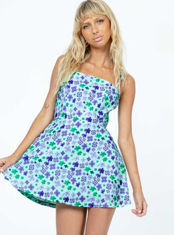 product Princess Polly Crew Neck  Elissa Mini Dress Green / Purple