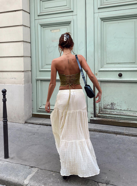 product Gilchrist Low Rise Maxi Skirt Ivory Low impact Princess Polly  Midi Skirts 