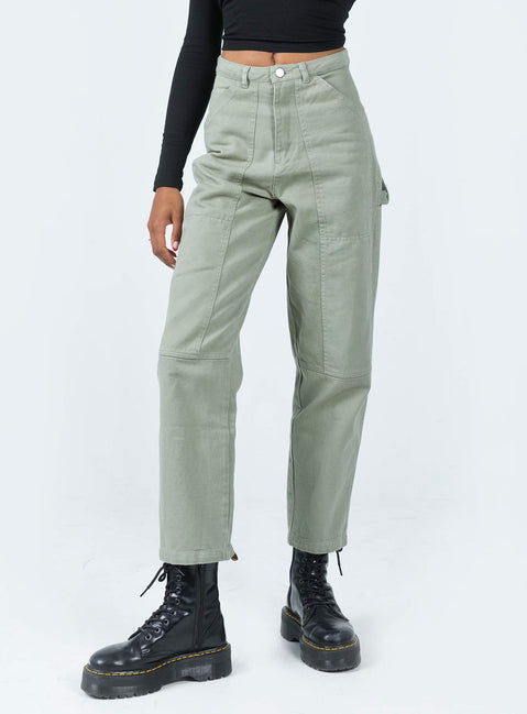product Princess Polly High Waisted Pants  Dropouts Cargo Pants Green