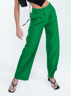 front view of model wearing Princess Polly Archer Pants Apple Green Pants 