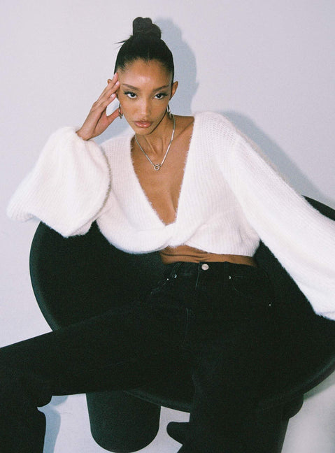 Front view of model wearing  front The Henrik Cropped Sweater Princess Polly  Cropped 