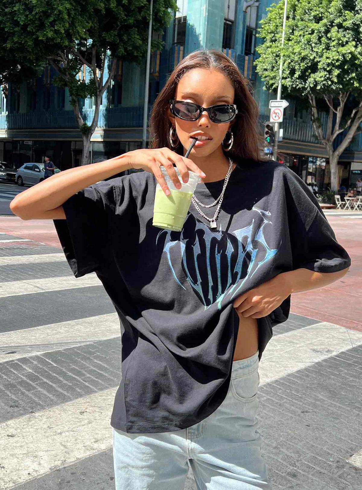 product Princess Polly Full Sleeves High Neck  Future Oversize Tee Black