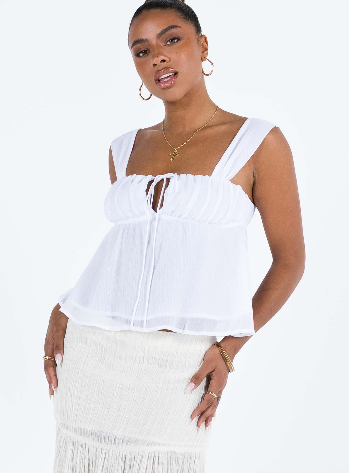 product Princess Polly Sleeveless Square Neck  Mooney Top Ivory