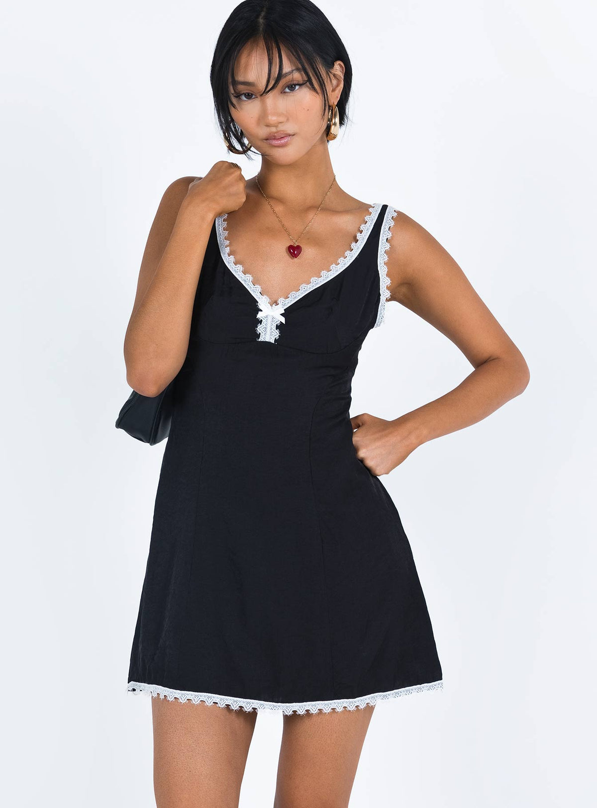 product Princess Polly Asymmetric Neckline  Fyfe Mini Dress Dusty Black