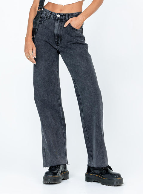product Princess Polly High Waisted  Arlington Straight Leg Denim Jeans Black