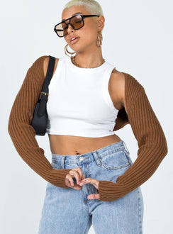 Aytan Bolero Sweater Brown Princess Polly  Cropped 
