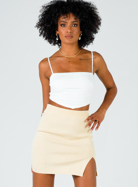 back view of model wearing Princess Polly The Lola Mini Skirt Ecru Skirts 