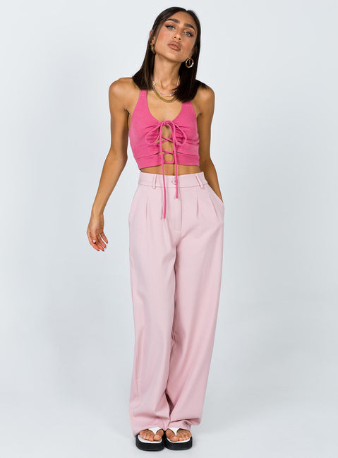 front view of model wearing Princess Polly Archer Pants Pink Pants 