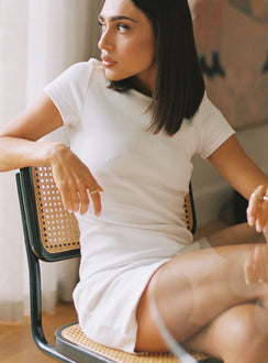 front view of model wearing Princess Polly Classic Mini Dress White 