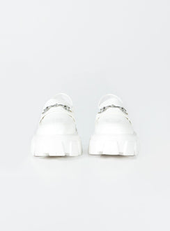 Loafers Faux leather Platform base Treaded sole Silver-toned snaffle detail Rounded toe