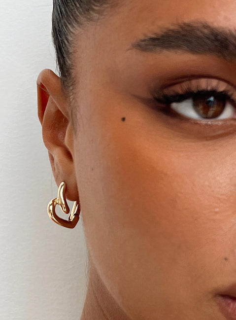 Earrings Gold toned Hinged hoop fastening