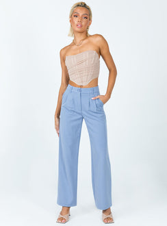 front view of model wearing Princess Polly Archer Pants Blue Pants 