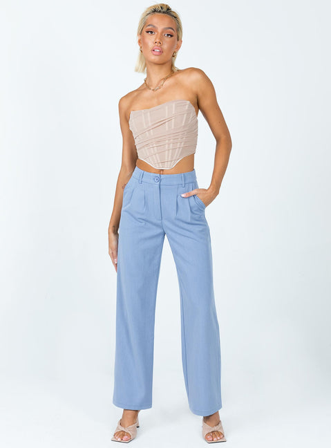 front view of model wearing Princess Polly Archer Pants Blue Pants 