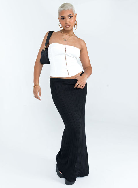   front view of model wearing Princess Polly Belle Knit Maxi Skirt Black Maxi Skirts Skirts 