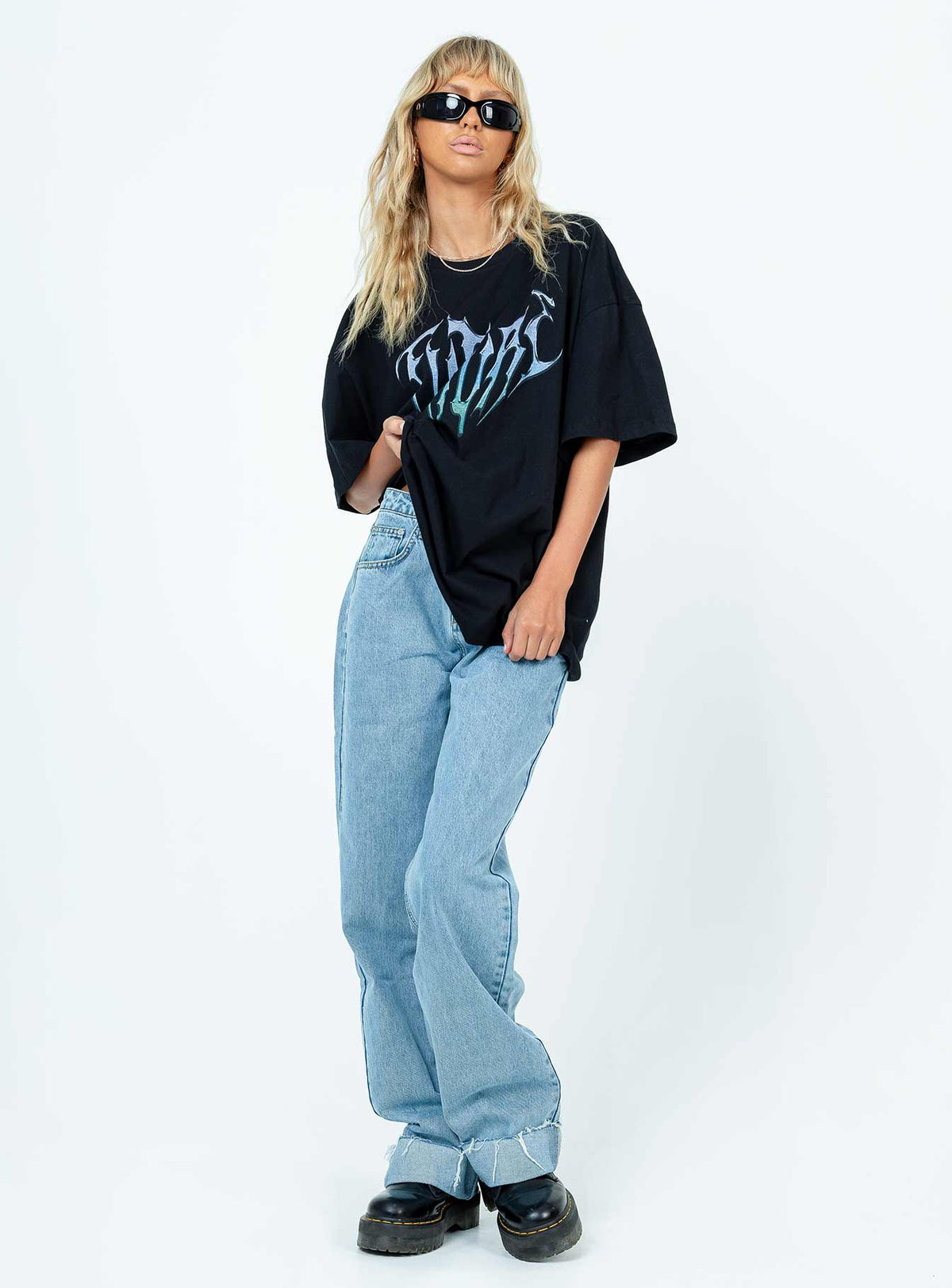 product Princess Polly Full Sleeves High Neck  Future Oversize Tee Black