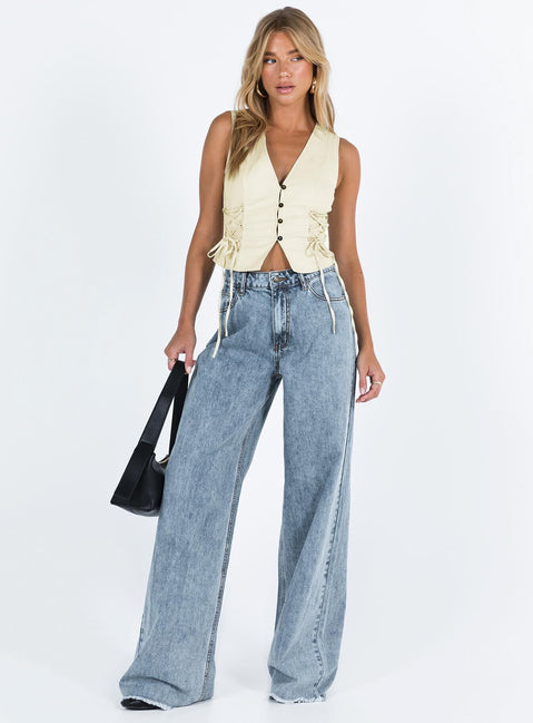 product Princess Polly Mid Rise  Eivissa Baggy Jeans Faded Denim