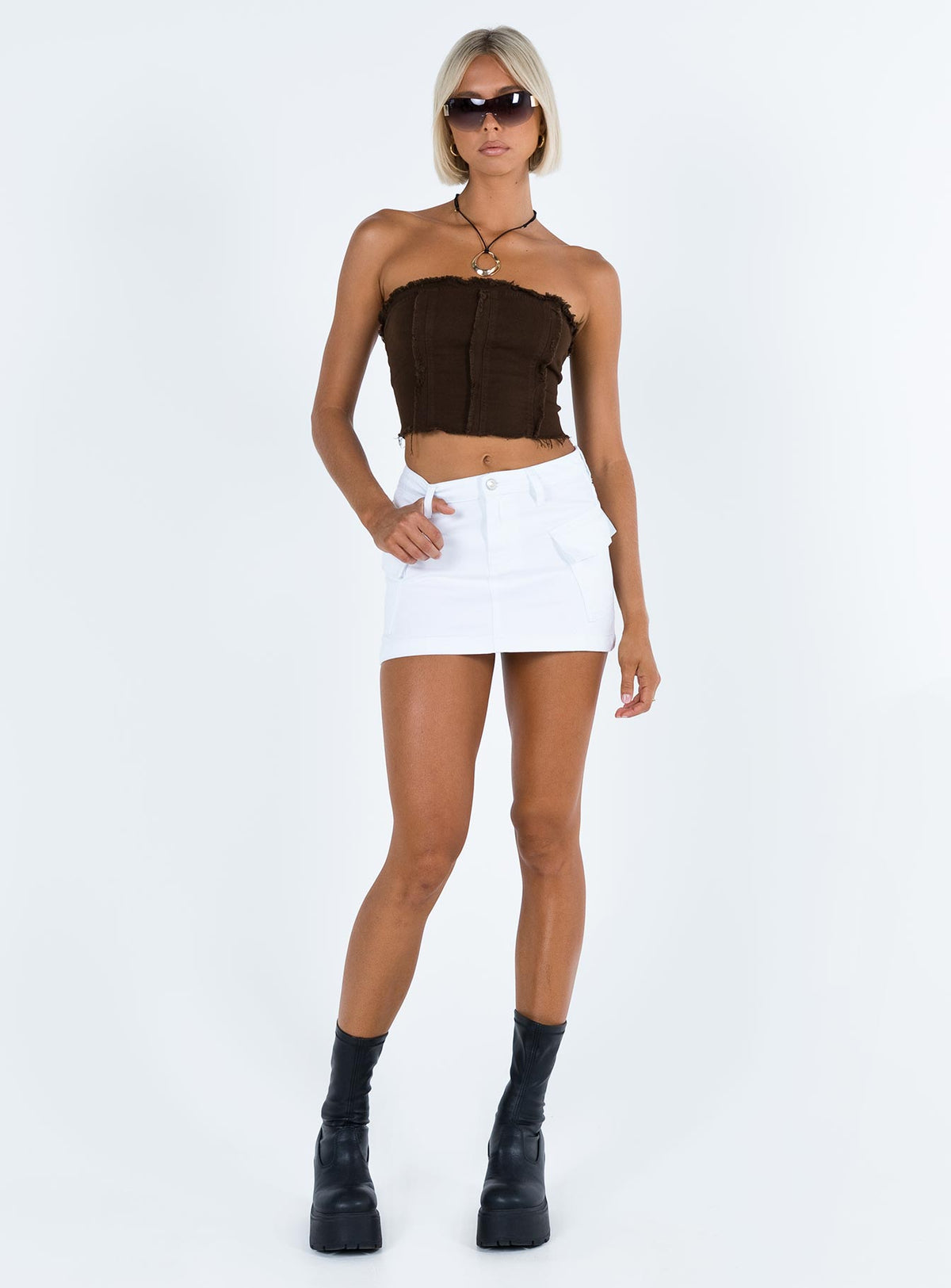 product Zakai Cargo Denim Mini Skirt White Princess Polly  Maxi 