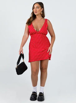 product Princess Polly Scoop Neck  Nellie Mini Dress Red Polka Dot