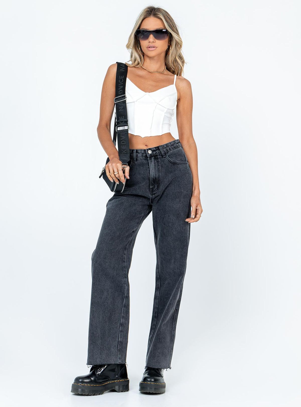 product Princess Polly High Waisted  Arlington Straight Leg Denim Jeans Black