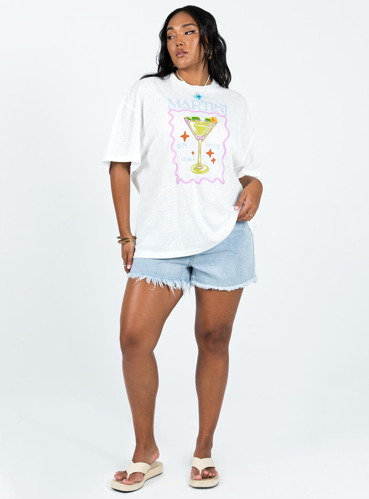 product Princess Polly Full Sleeves High Neck  Martini Oversized Tee White