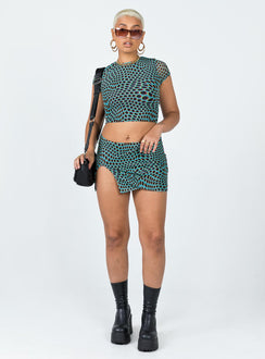   front view of model wearing Princess Polly Bold Move Mini Skirt Blue Multi Skirts 