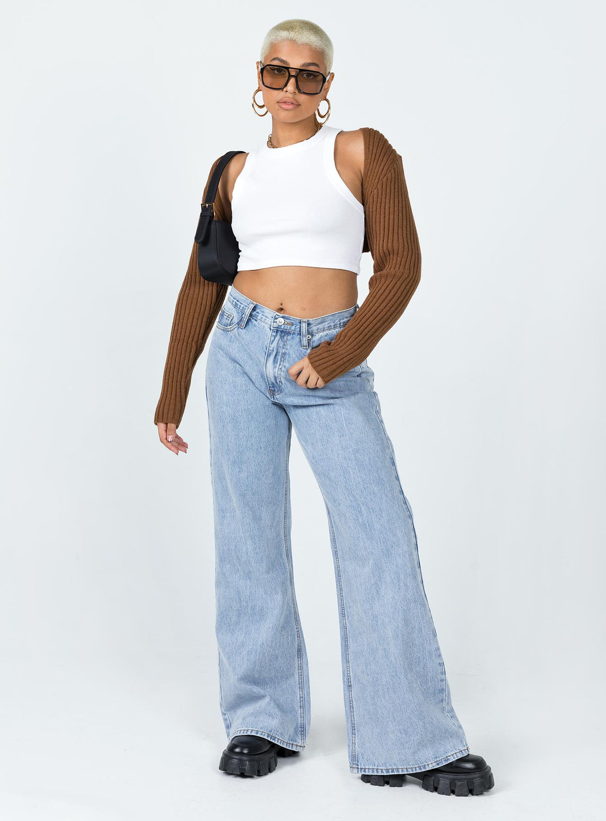 Aytan Bolero Sweater Brown Princess Polly  Cropped 