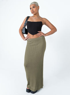 product Belle Knit Maxi Skirt Khaki Princess Polly  Maxi 