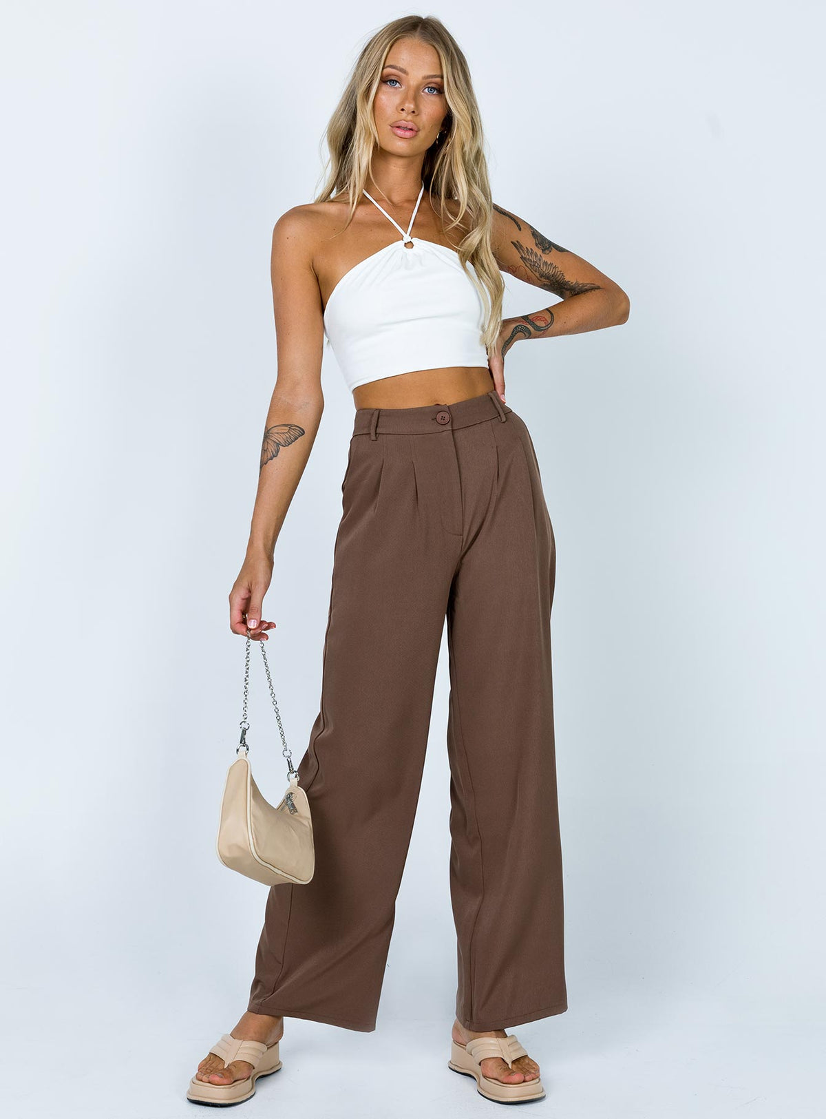 product Princess Polly High Waisted Pants  Archer Pants Brown Tall