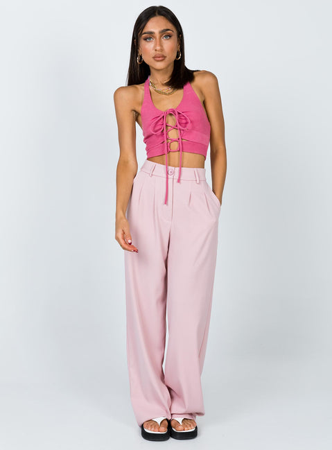 front view of model wearing Princess Polly Archer Pants Pink Pants 