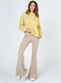 front view of model wearing Princess Polly Anaya Oversized Sweater Yellow Jumpers 