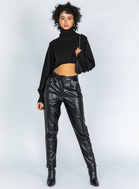 product Zahara Cropped Turtleneck Sweater Black Princess Polly  