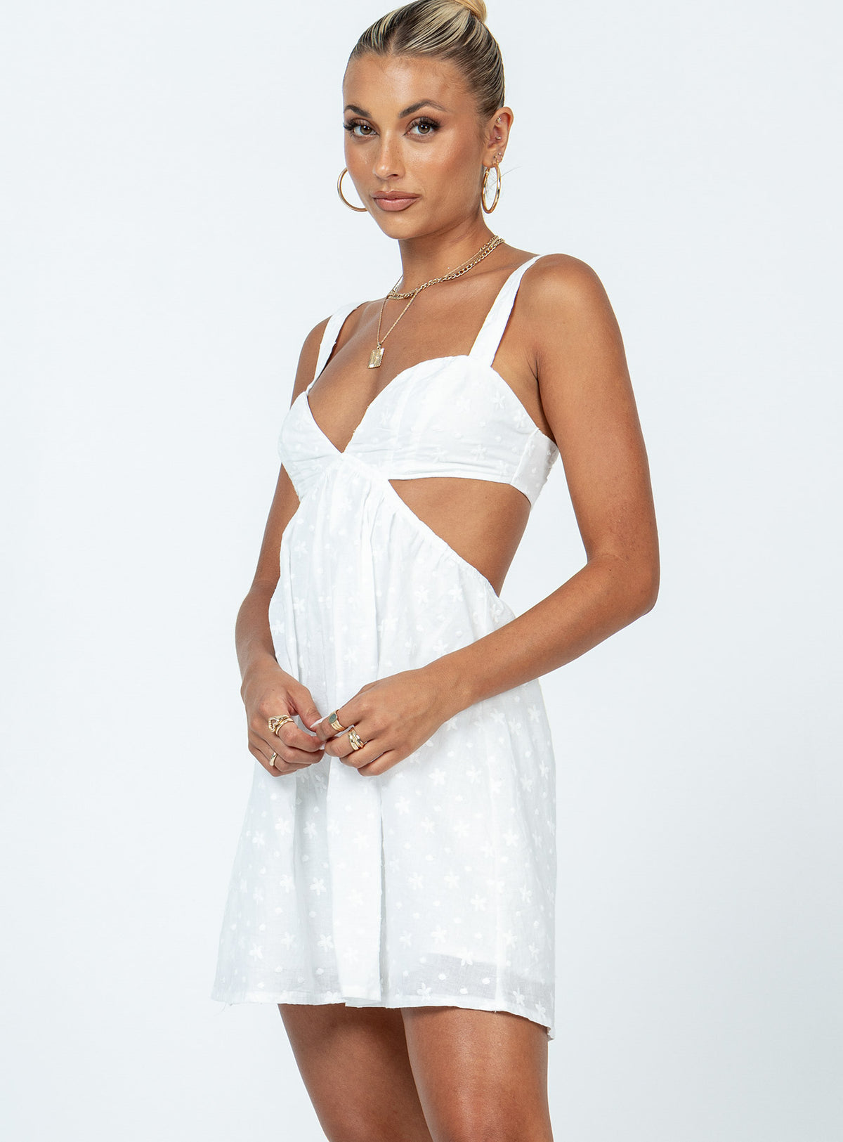 product Princess Polly Square Neck Square Neck Square Neck  Khalia Mini Dress White