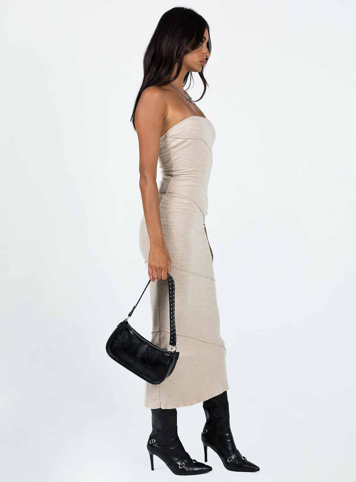 product Princess Polly Sweetheart Neckline  Oscar Midi Dress Beige