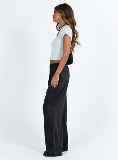 Front view of model wearing  front Princess Polly High Waisted Pants  Nixie Pants Black