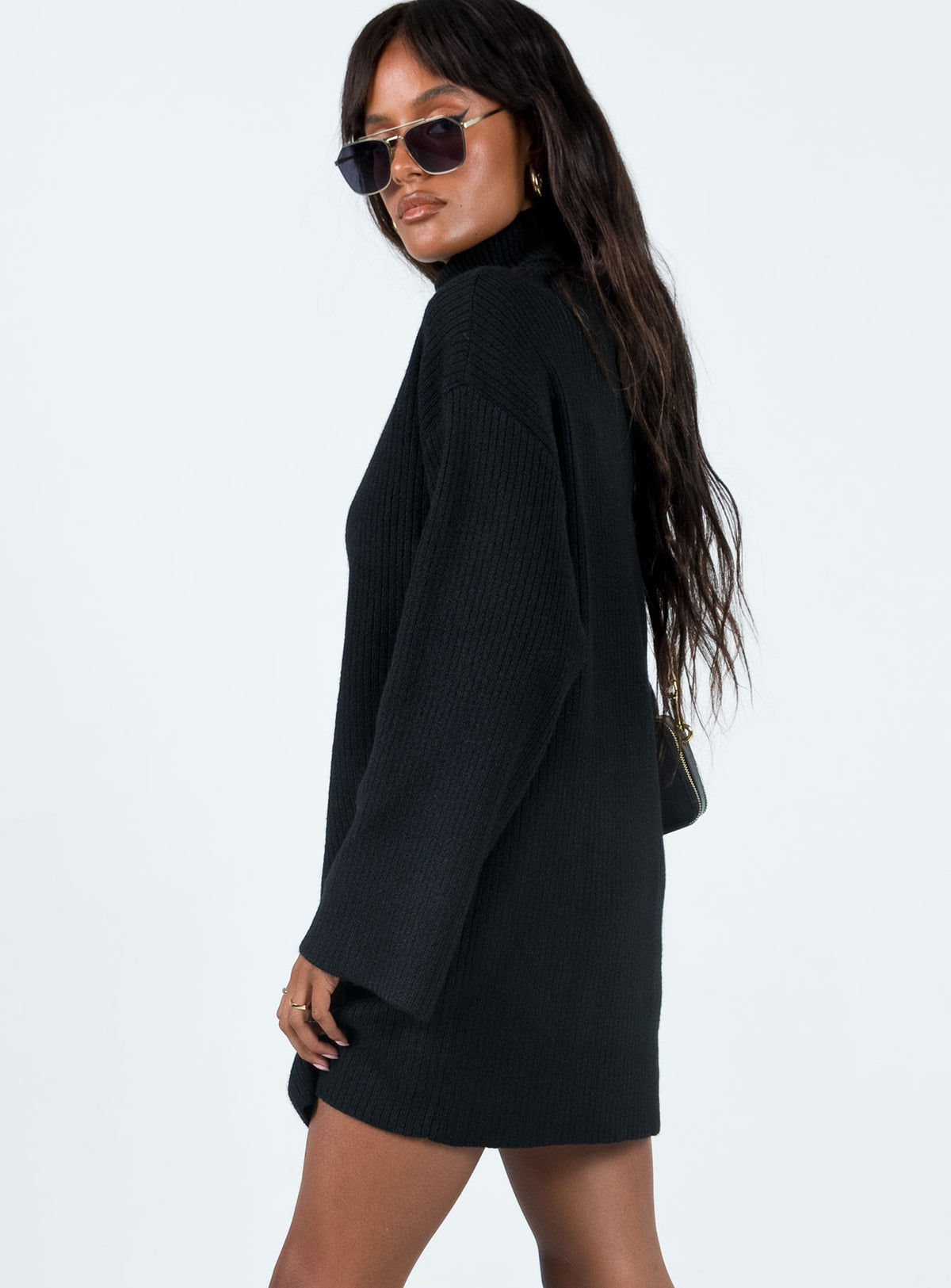 product Princess Polly High Neck  Sonelle Knit Mini Dress Black