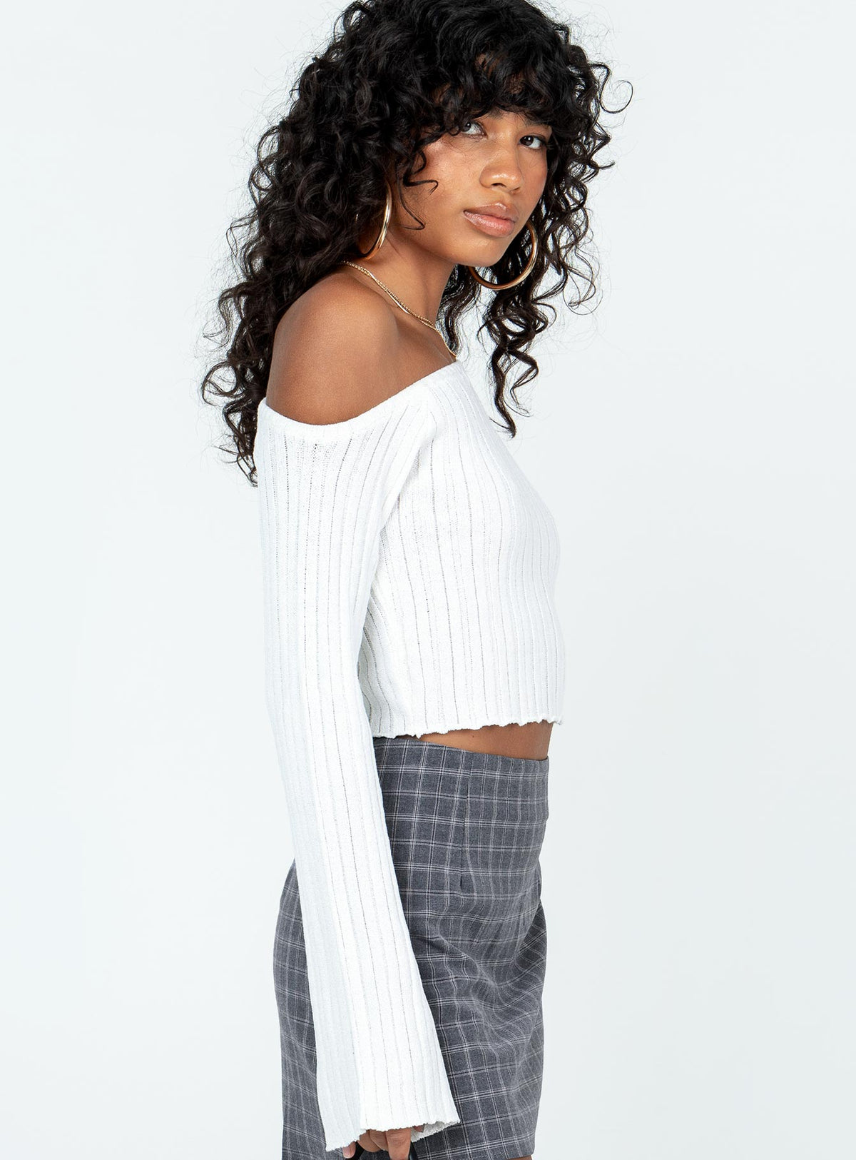 product Princess Polly Full Sleeves Square Neck  Santorini Knit Top Ivory