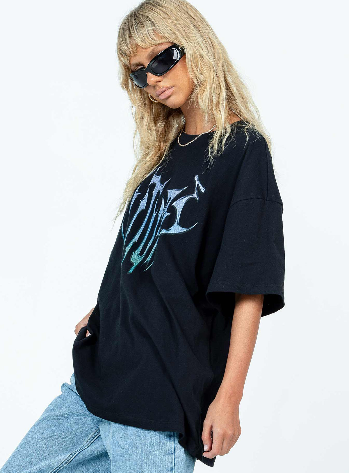 product Princess Polly Full Sleeves High Neck  Future Oversize Tee Black