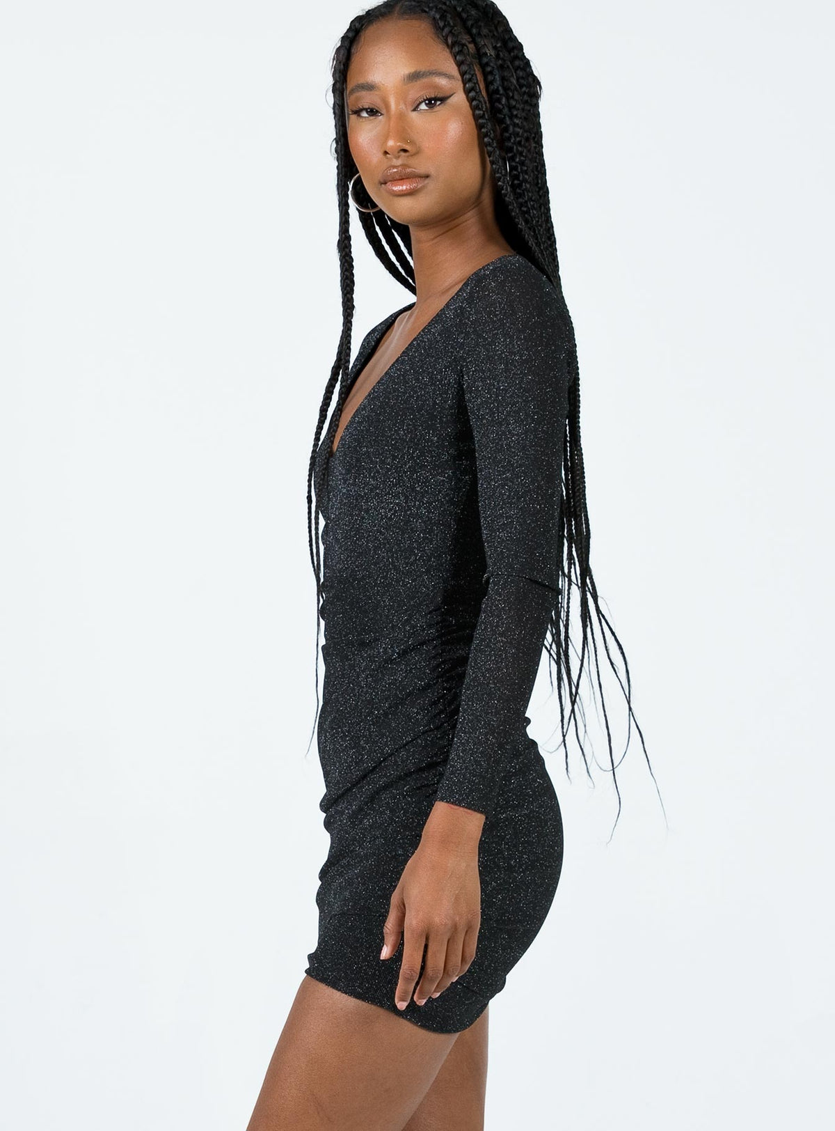 product Princess Polly Scoop Neck  Monika Long Sleeve Mini Dress Black