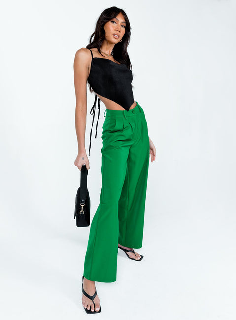 front view of model wearing Princess Polly Archer Pants Apple Green Pants 