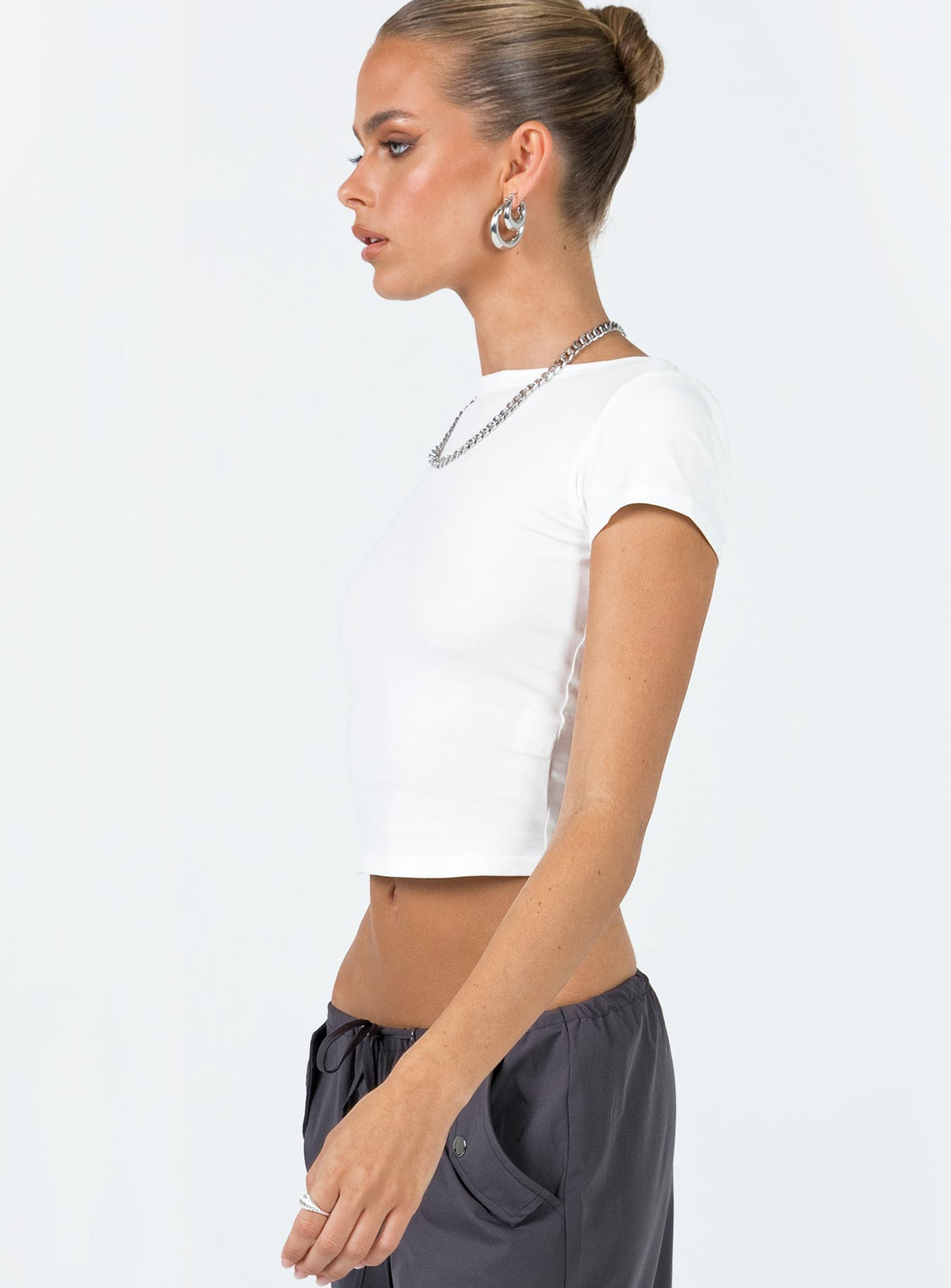 product Princess Polly Short Sleeves Crew Neck  Lex Top White