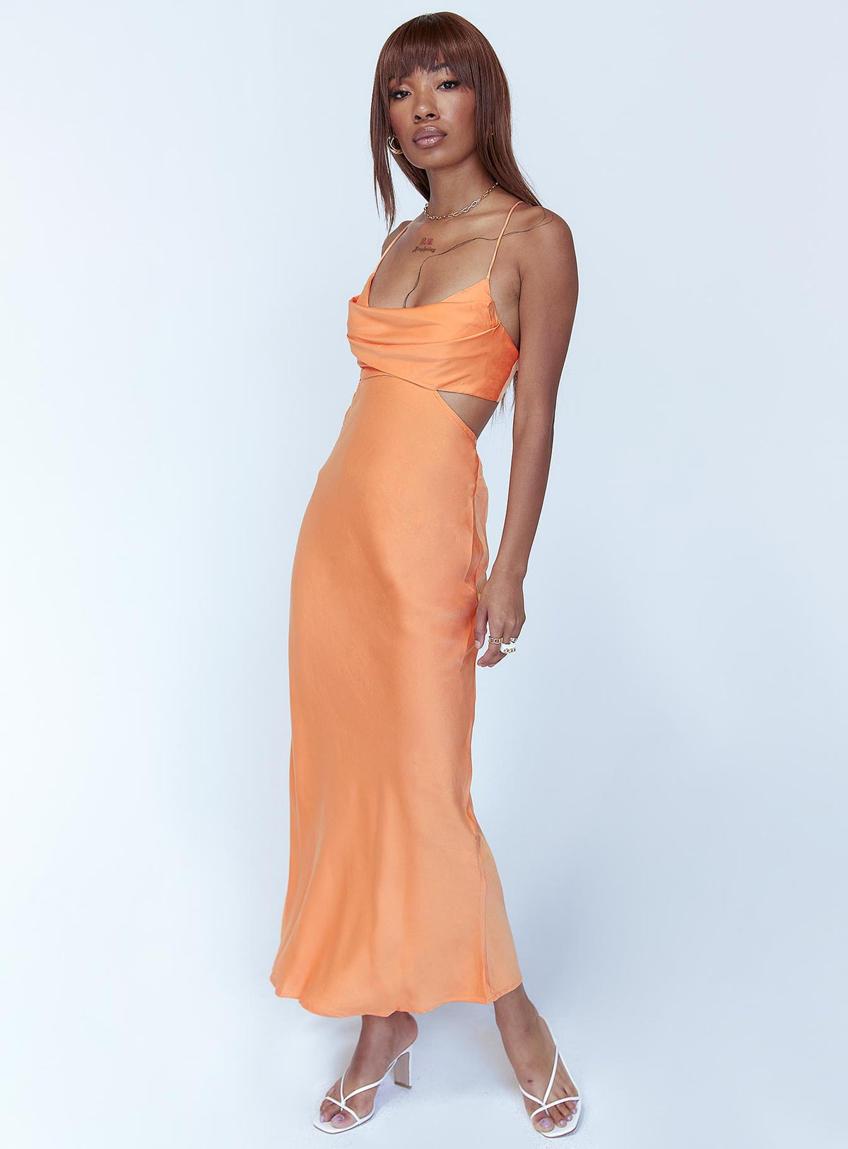 product Princess Polly Asymmetric Neckline  Giselle Midi Dress Orange