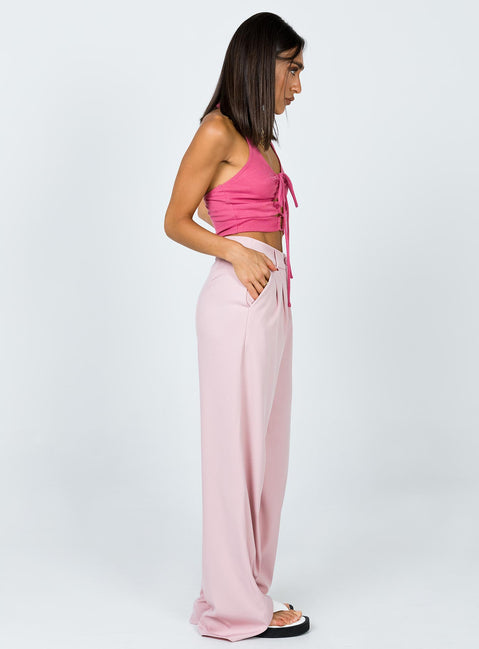side view of model wearing Princess Polly Archer Pants Pink Pants 