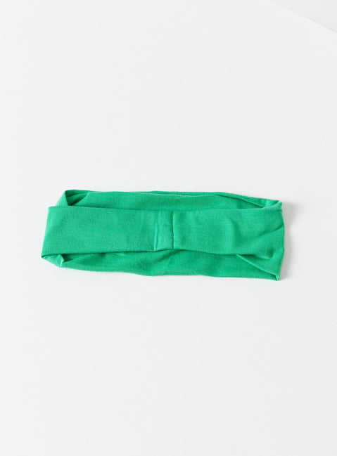 Green headband 100% cotton  Thick design Double lined Elasticated