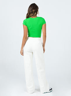 back view of model wearing Princess Polly Archer Pants Corduroy White Pants 