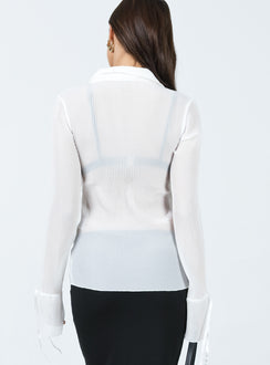product Princess Polly Three Fourth Sleeves High Neck  Ravil Shirt White