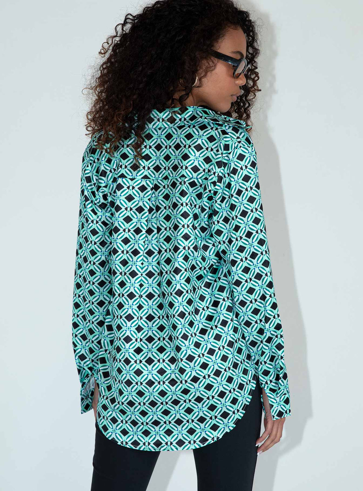 back view of model wearing Princess Polly Tui Shirt Green 